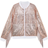1-14T Kid Baby Girls Fringed Sequined Multi-color Long-sleeved Temperament Coat Jacket