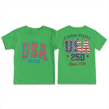 Kid Boy Girl Round Neck Short Sleeves Loose Casual Summer Independence Day T-shirt