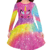 New Christmas Girls Christmas Theme Printed Crew Neck Dress