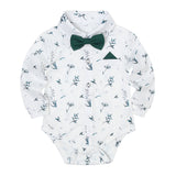 0-24M Boy Baby Retro Gentleman Long Sleeve Overalls Banquet Suit 3 Pcs Set