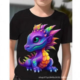 2-12T Kid Boy Dinosaur 3D Digital Printing Casual Short-sleeved T-shirt