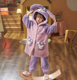 Kid Girls Autumn Winter Coral Plush Thickened Nightgown Pajamas