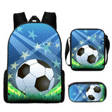 Kid Boy Street Trendy Football Backpack with Pencil Case Lunch Bag 3 Pcs/set