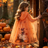 Children's Halloween Cloak Cloak Foreign Trade Children's Orange Pumpkin Broom Cartoon