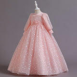 4-14T Kid Girl Princess Long-sleeved Tutu Birthday Party Performance Dresses