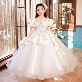 Kid Girl  Princess Dress Fluffy Host Piano Performance Dress