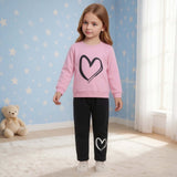 1-6T Kid Girl Ins Love Long-sleeved Fashion Suit 2 Pcs Set