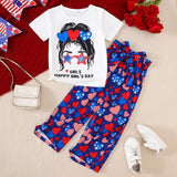 Kid Baby Girl Summer Short-sleeved Independence Day Two-piece Set
