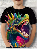 2-12T Kid Boy Dinosaur 3D Digital Printing Casual Short-sleeved T-shirt