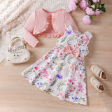 1-8T Kid Baby Girl Printed Knitted Cardigan Flower Dresses