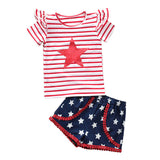 Baby Independence Day Short Sleeve Star Stripe Printing Sets