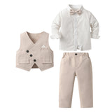 6M-8T Kid Baby Boy Treasure Long Sleeve Gentleman Suit 3 Pcs Set