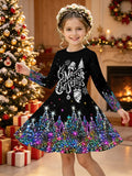 3-12Y Kid Girls Autumn Winter Christmas Long Sleeve 3D Dresses