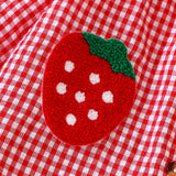 6M-3Y Baby Girl Plaid Strawberry Patch Doll Collar Long Sleeve Lace Sleeve Pajamas