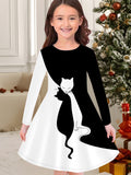 New Christmas Girls Christmas Theme Printed Crew Neck Dress
