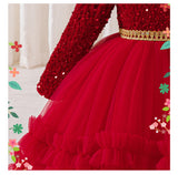 2-6Y Kid Baby Girls Birthday Banquet Red Host Piano Performance Princess Dresses