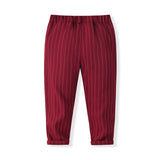 6M-5T Kid Baby Boys Suit British Style Striped 4 Pcs Set