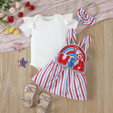 Baby Girls Independence Day USA Rainbow Patch Flying Sleeve 2 Pcs Set