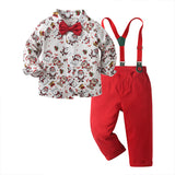 6M-8T Kid Baby Boy Overalls Christmas 4 Pcs Set