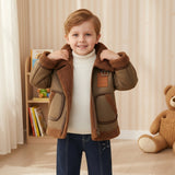 1-8T Kid Baby Boy Rantuo Fleece Leather Jacket Coats Top