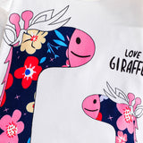 Baby Girl Ins Giraffe Letter Flower Long-sleeved 2 Pcs Sets