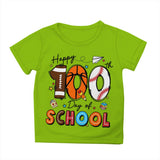 Kid Girl Boy 100 Days of School Print Round Neck Short Sleeve T-shirt Tops
