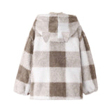 Men's and Women's Fashion Casual Plaid Warm Children's Top Hooded Plush Jacket