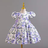 2-10T Kid Girls Floral Bow Princess Backless Birthday Dress