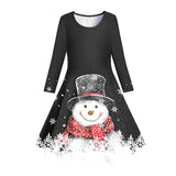 3-10Y Kid Girl Winter Snow Printed Long-sleeved Dresses