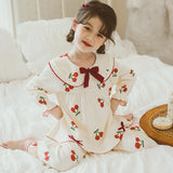 3-12T Kid Girls Spring Autumn Cotton  Long Sleeve Pajamas