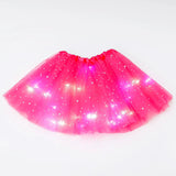 Kid Girl Sequined Led Illuminated Tutu Half-body Mesh Skirts