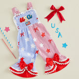 Independence Day Holiday USA Bow Star Stripe Jumpsuit Pants