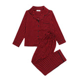 Kid Girl Red Plaid Home Pajamas Suit