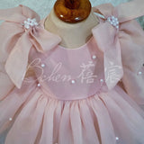 Kid Baby Girl Pink Long Sleeve Fluffy Birthday Piano Dresses