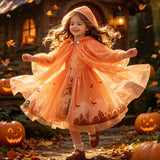 Children's Halloween Cloak Cloak Foreign Trade Children's Orange Pumpkin Broom Cartoon