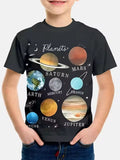 Kid Boy Fashion Cartoon Space Astronaut Summer Short Sleeve T-shirt Tops
