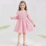 Kid Baby Girl Square Collar Lantern Sleeves Ruffled Large Hem High-waisted Dresses