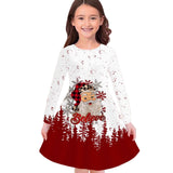 3-10T Kid Girl Flower Long Sleeve Crew Neck Spring Autumn Dresses
