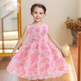 1-6T Kid Girl Summer Sleeveless Flower V-neck Dresses