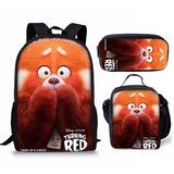 Turning Red Student Three Piece Package Bag Backpack