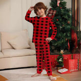 Family Matching Red and Black Plaid Christmas Parent-child Loungewear Pajamas