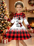 3-12Y Kid Girl Christmas  Autumn Winter Long-sleeved  3D Print Dresses