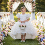 Kid Girls Trailing Three-dimensional Bubble Sleeve Tutu Dress