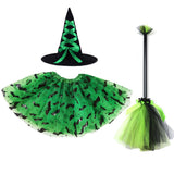 1-4T Baby Girl Halloween Witch Set Cosplay Bat Wizard 3 Pcs Set