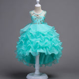 Kid Girls Bronzing Embroidery Trailing Performance Dress