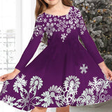 Princess Dress Girls Skirt New Swing Dress Christmas Long Sleeve Crew Neck Skirt