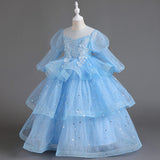 3-12T Kid Girls Host Catwalk Piano Performance Flower Wedding Dresses