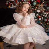 Kid Girl Puffy Shiny Sequined Party Princess Evening Dresses