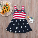 Baby Girl 4th of July Sleeveless Striped Independence Day Dress