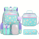 3pcs/se School Student Kid Girls Backpack Waterproof Cute Chrysanthemum Schoolbag